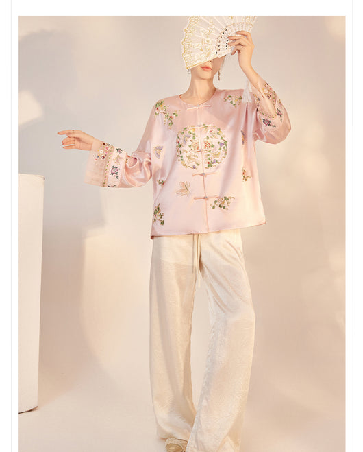 Blusa Larga Estilo Chino Premium con Bordado y Estampado Artesanal - Image 19