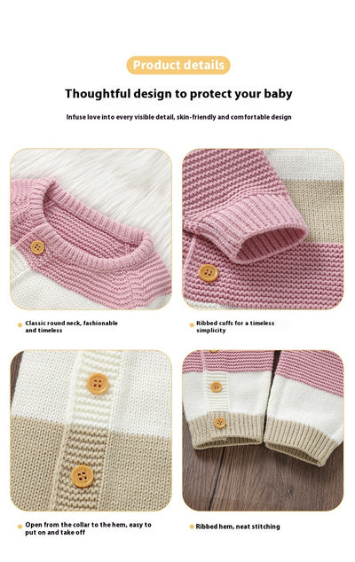 Peto Tejido a Rayas para Bebé - Enterizo Abotonado Unisex - Image 10