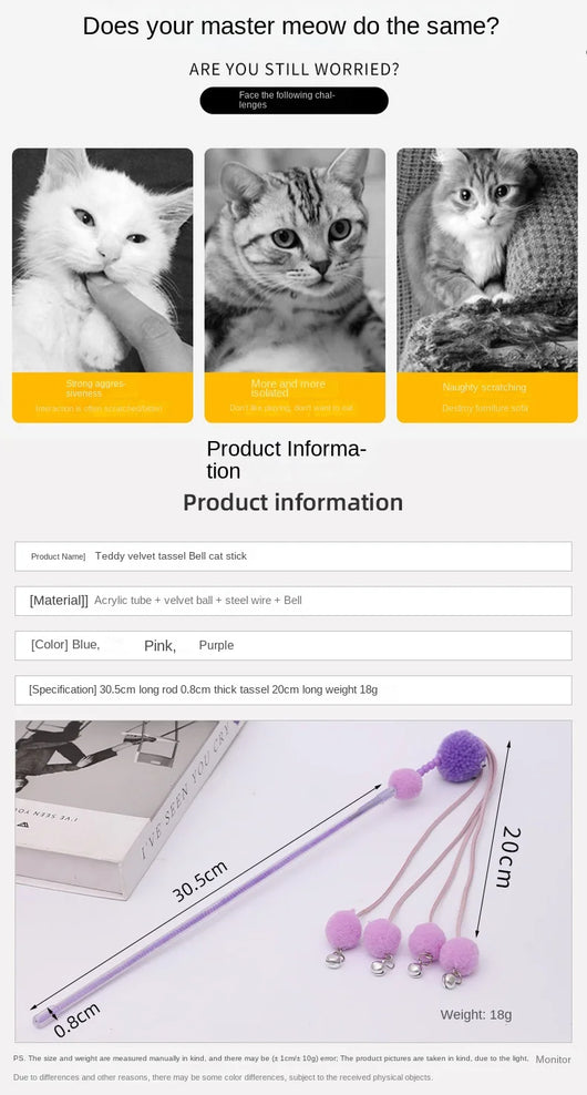 Juguete Interactivo para Gatos con Plumas - Varita de Juego Tassel Cat - Image 12