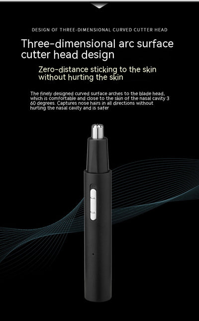 Black multifunctional men's grooming kit with electric shaver, nose hair trimmer, eyebrow trimmer, cleaning brush, and USB cable. - Image 9