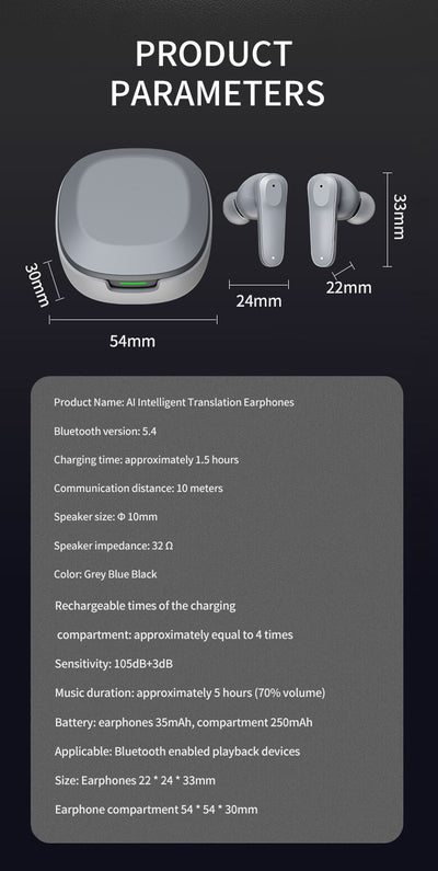 Auriculares Traductores Inteligentes Inalámbricos Biaurales - Image 8