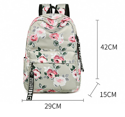 Mochila Étnica Floral Impresa Nylon Impermeable para Viajes - Image 9