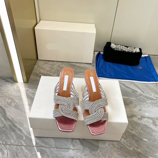 Tacones Altos de Cristal Versátiles con Diseño Cruzado para Mujer - Image 12