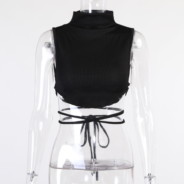 Chaleco Slim Veraniego con Patrón Vertical y Cuello Alto