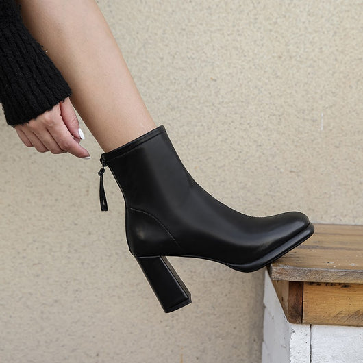 Botas Coreanas de Tacón Grueso para Talla Grande - Estilo Verano