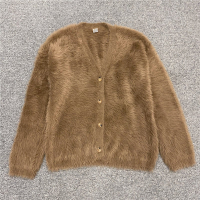 Cardigan Tejido para Mujer Cuello V Abotonado Simple - Image 17