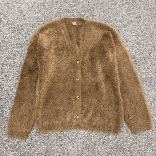 Cardigan Tejido para Mujer Cuello V Abotonado Simple - Image 17