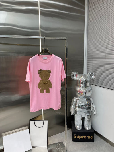 Playera de Algodón con Parche de Oso Bordado - Cuello Redondo Manga Corta - Image 9