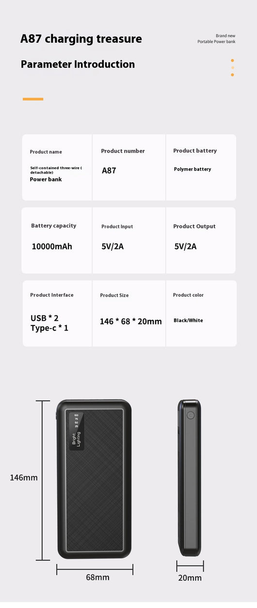 Batería Portátil de Alta Capacidad con Cable Integrable y Pantalla LED - Image 11