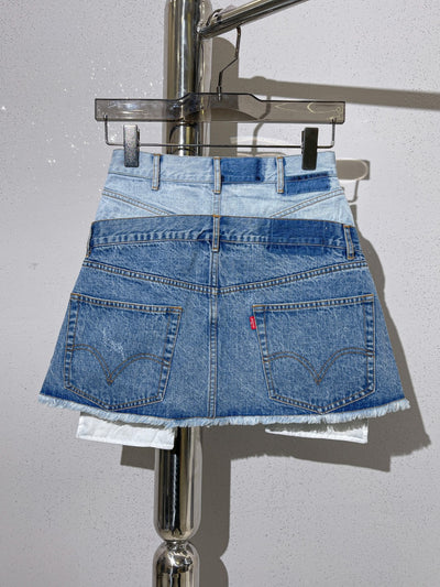 Falda Denim Corta Bicolor con Cintura Ajustable - Image 11