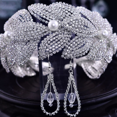 Diadema Nupcial de Hojas con Cristales - Tocado Artesanal para Novia - Image 13