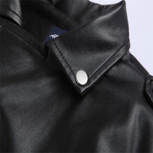 Chaqueta de Cuero Slim con Cremallera Diagonal y Solapa - Image 12