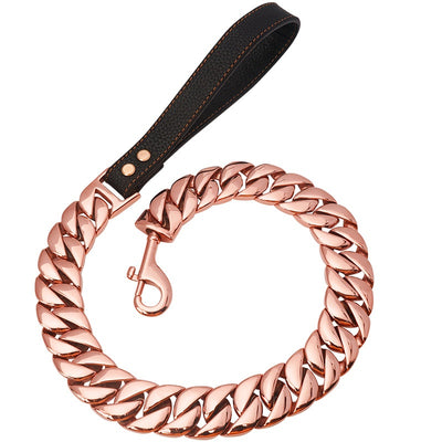 Correa para Perros Grandes de Acero Inoxidable y Titanio - Resistente y Premium en Dorado - Image 11