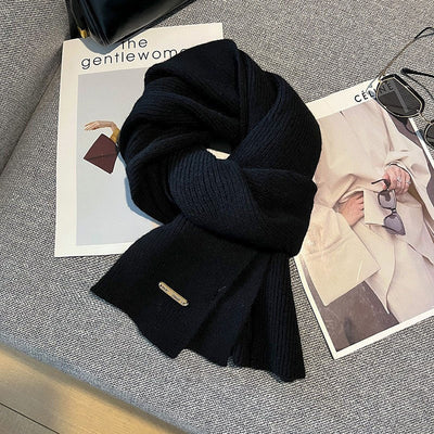 Bufanda Tejida Coreana de Color Liso para Mujer - Image 17