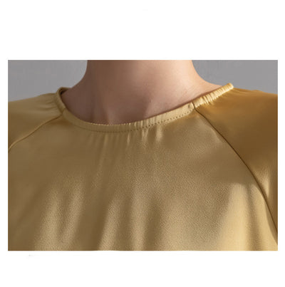 Blusa Cropped de Cuello Redondo con Manga Globo y Botones Simples - Image 9