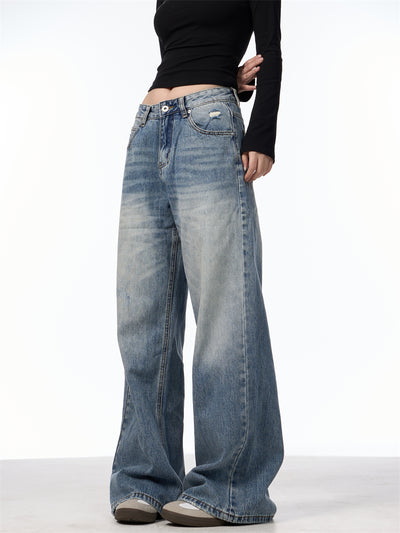 Jeans Vintage Rotos de Cintura Alta para Mujer - Azul Clásico - Image 20