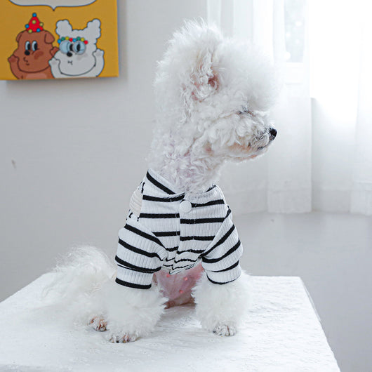 Mono Overol a Rayas para Mascotas - Diseño Clásico Blanco y Negro con Bolsillo - Image 4