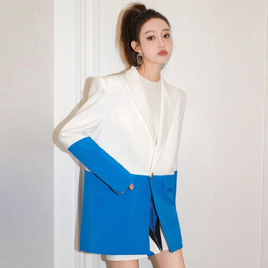 Blazer Suelto Casual con Patchwork para Mujer - Image 4