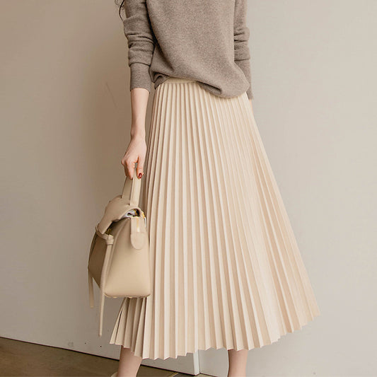 Falda Plisada A-línea Color Liso Versátil y Cómoda - Image 2