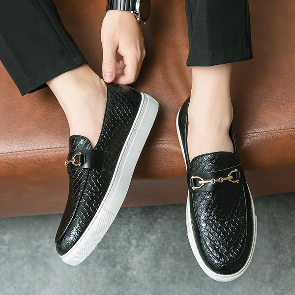 Mocasines de Cuero Británico con Hebilla Doble - Zapatos Ejecutivos Versátiles