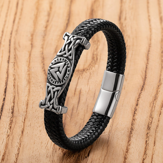 Pulsera de Cuero y Acero Inoxidable para Hombre - Image 9