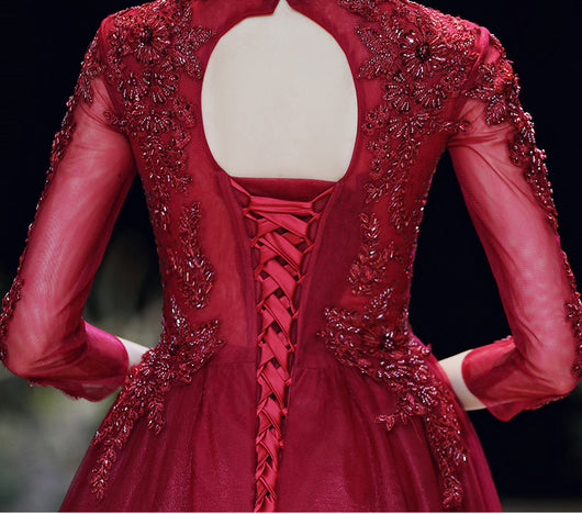Blusa de Manga Larga Vino para Banquetes y Eventos - Image 9