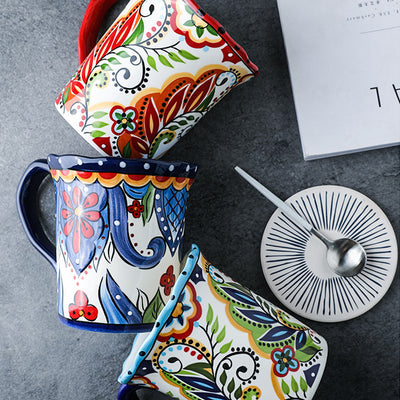 Taza de Cerámica Pintada a Mano Estilo Bohemio - Image 14