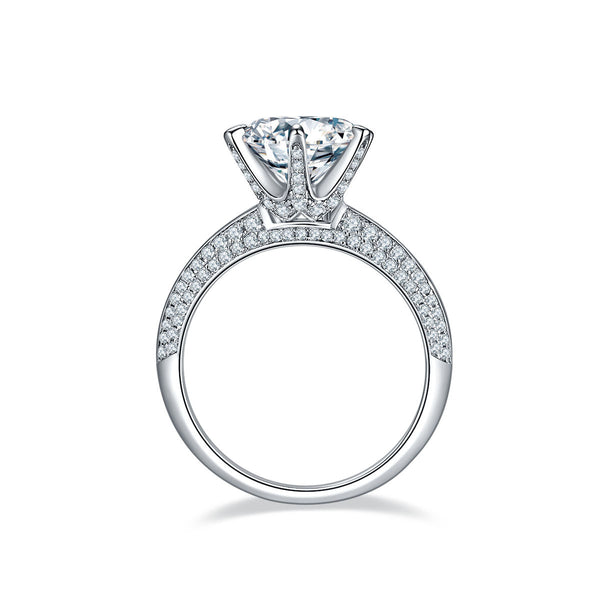 Anillo de Diamante Moissanita Chapado en Oro Blanco Plata S925 para Mujer