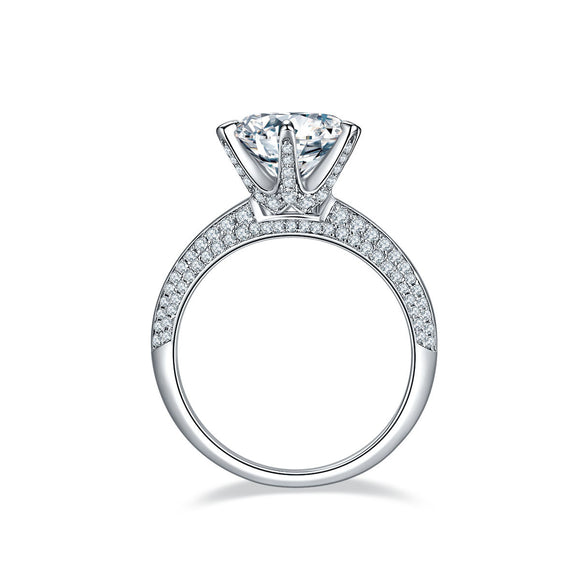 Anillo de Diamante Moissanita Chapado en Oro Blanco Plata S925 para Mujer