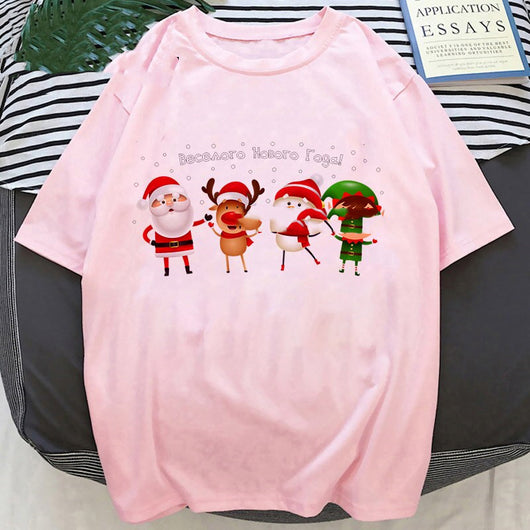 Playera Navideña con Estampado de Papá Noel y Reno - Image 25
