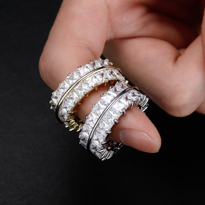 Anillo Dividido de Circones Dobles Hip Hop Europeo y Americano - Image 7