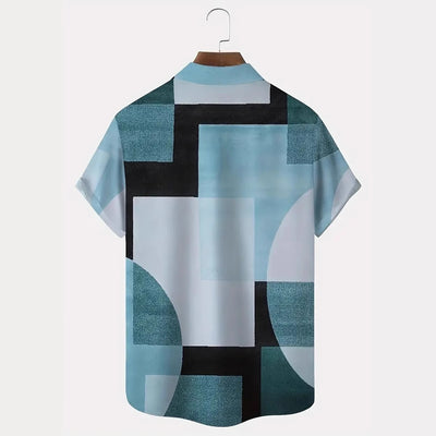 Playera Geométrica Retro con Contraste de Colores en 3D - Image 4