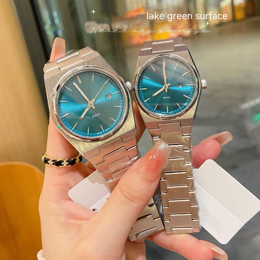 Reloj de Pareja Cuarzo Azul Hielo con Calendario