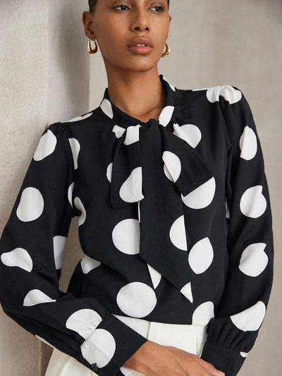 Blusa Retro de Lunares con Manga Larga Versátil - Image 7