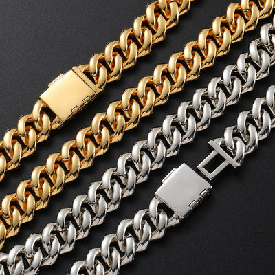 Cadena Cubana de Oro con Diamantes de Circón Doble Fila 15mm - Image 26
