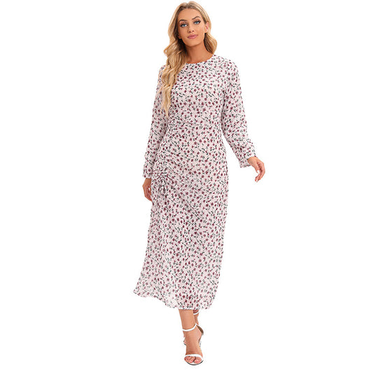 Vestido Largo Elegante con Estampado Floral y Manga Larga - Image 4