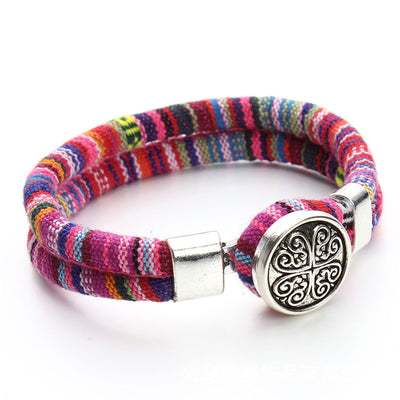 Pulsera de Cuero y Algodón Artesanal - Image 4