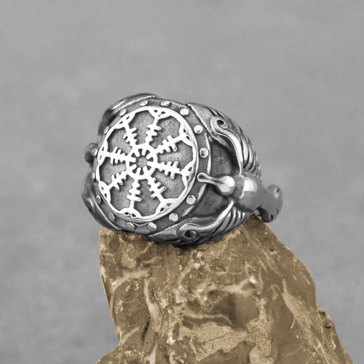 Anillo de Acero Inoxidable con Brújula y Runas Nórdicas para Hombre - Image 8