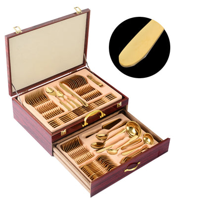 Juego de Cubiertos 72 Piezas Acero Inoxidable con Estuche de Madera - Image 27