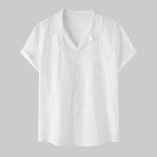 Camisa de Lino y Algodón Manga Corta para Hombre - Image 14