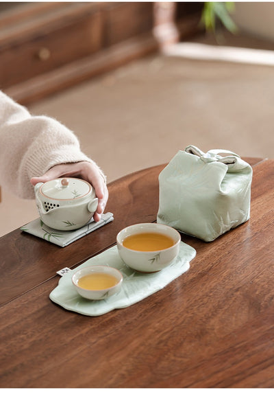 Juego de Té Portátil Bambú Pintado a Mano - Tetera y Taza Todo en Uno - Image 19