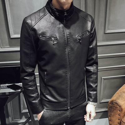 Chaqueta de Cuero para Hombre con Cierre de Cremallera - Image 16