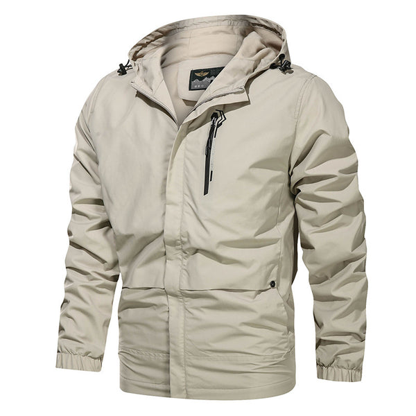 Chaqueta Impermeable con Capucha para Hombre Talla Grande Secado Rápido