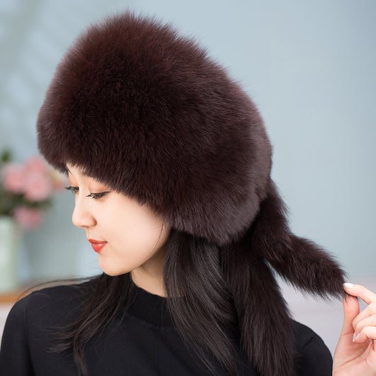 Gorro Abrigador de Piel de Zorro con Protección Auditiva para Mujer - Image 3