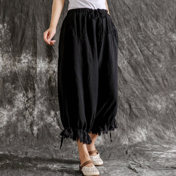 Pantalones Casuales de Algodón y Lino Sueltos Tipo Linterna para Verano