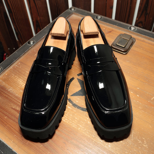 Zapatos Hombre Punta Cuadrada Charol Negro - Estilo Moderno y Versátil - Image 10