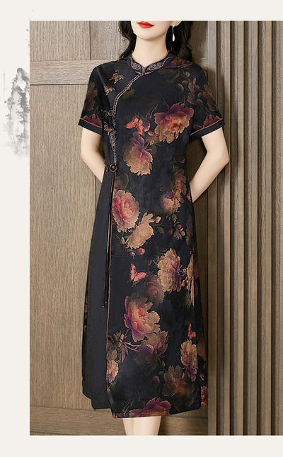 Cheongsam de Seda Mulberry Satinado - Estilo Occidental Moderno para Mujer - Image 8