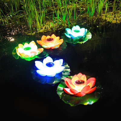 Lámpara Solar Flotante Loto Acuática Impermeable para Estanques