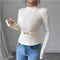 Blusa Base Cuello Mock Ajustada con Mangas Largas para Mujer