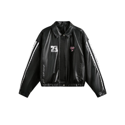 Chaqueta de Solapa Negra con Encaje y Bordado Love Number para Mujer - Image 2